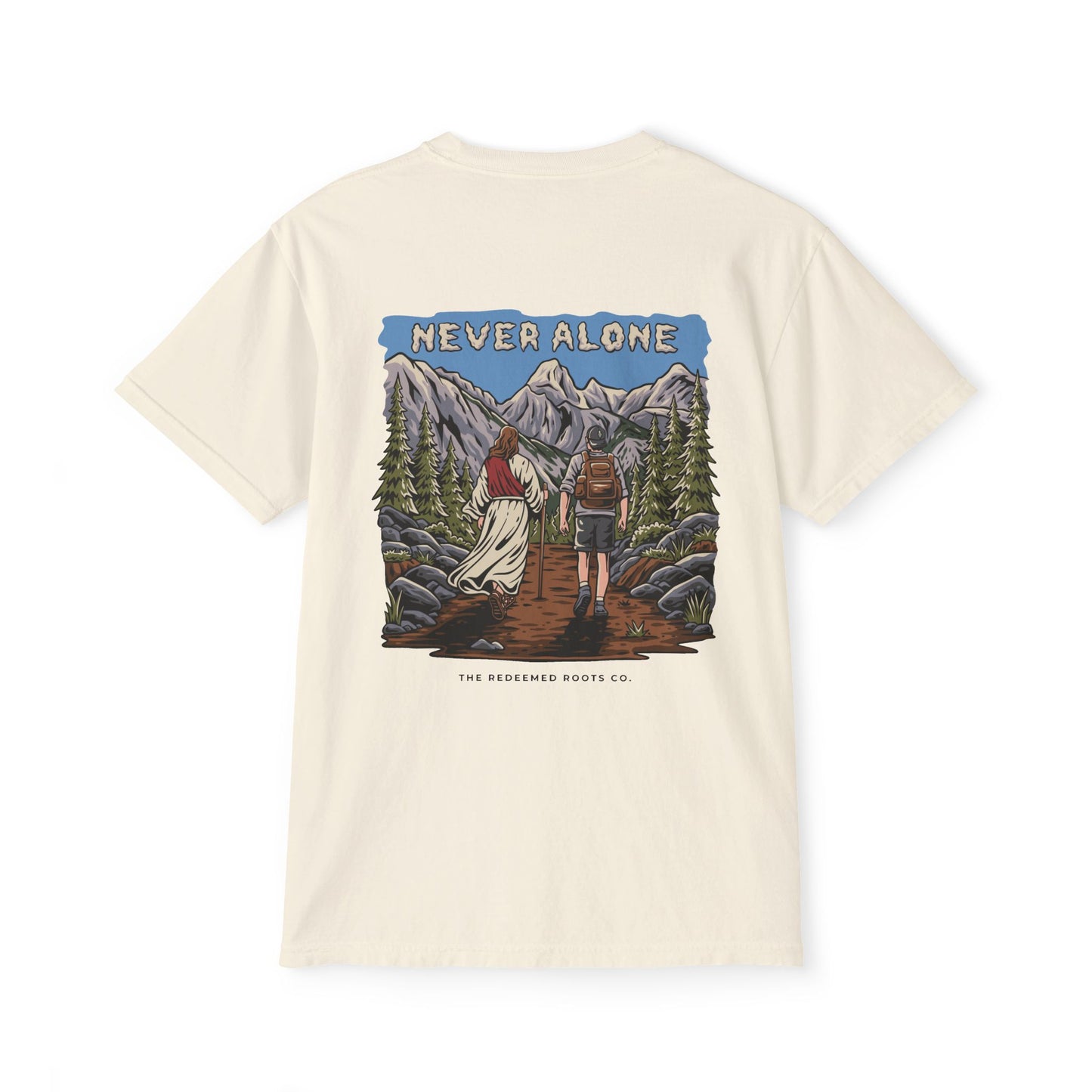 MEN NEVER HIKE ALONE POCKET TEE