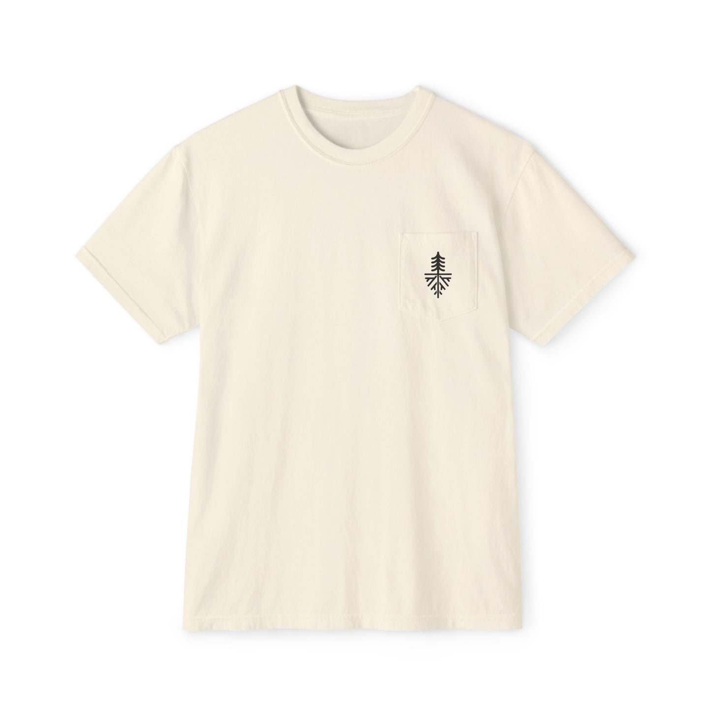 MEN NEVER CAMP ALONE POCKET TEE