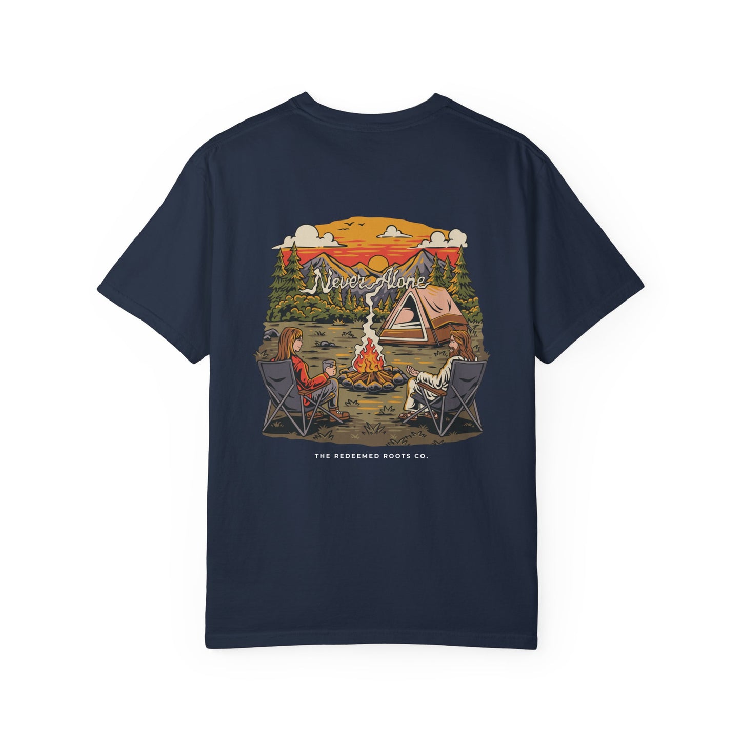 WOMEN NEVER CAMP ALONE T-SHIRT