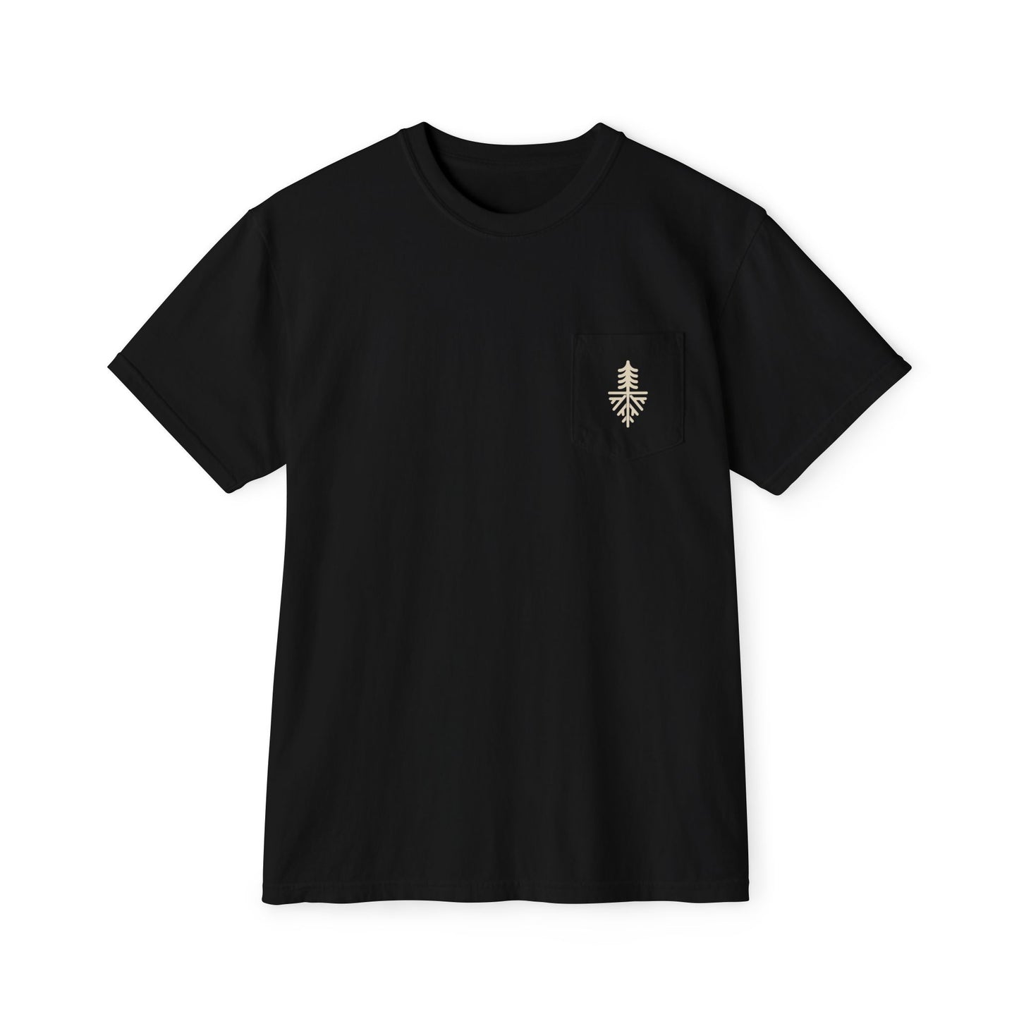 MEN NEVER CAMP ALONE POCKET TEE