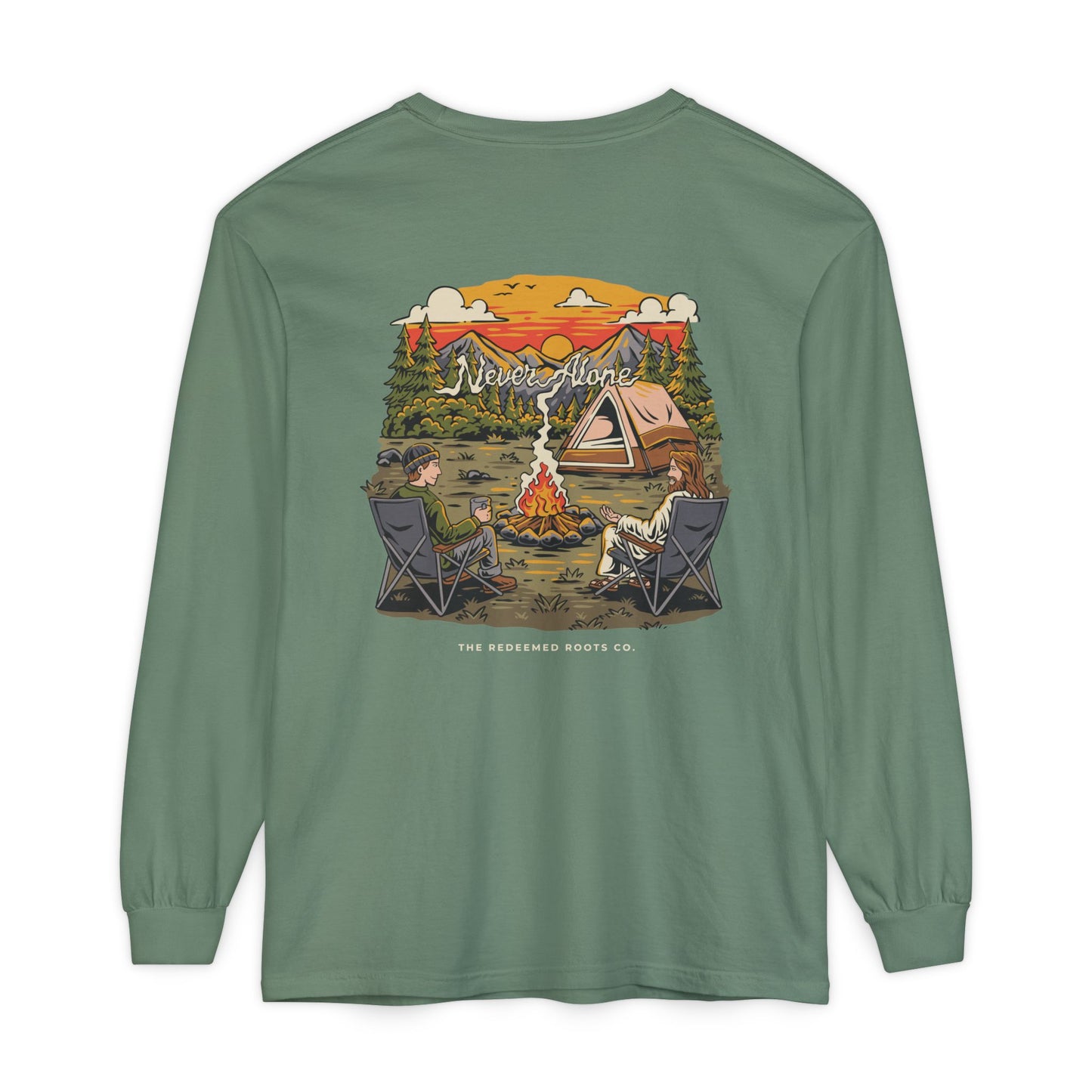 MEN NEVER CAMP ALONE LONG SLEEVE