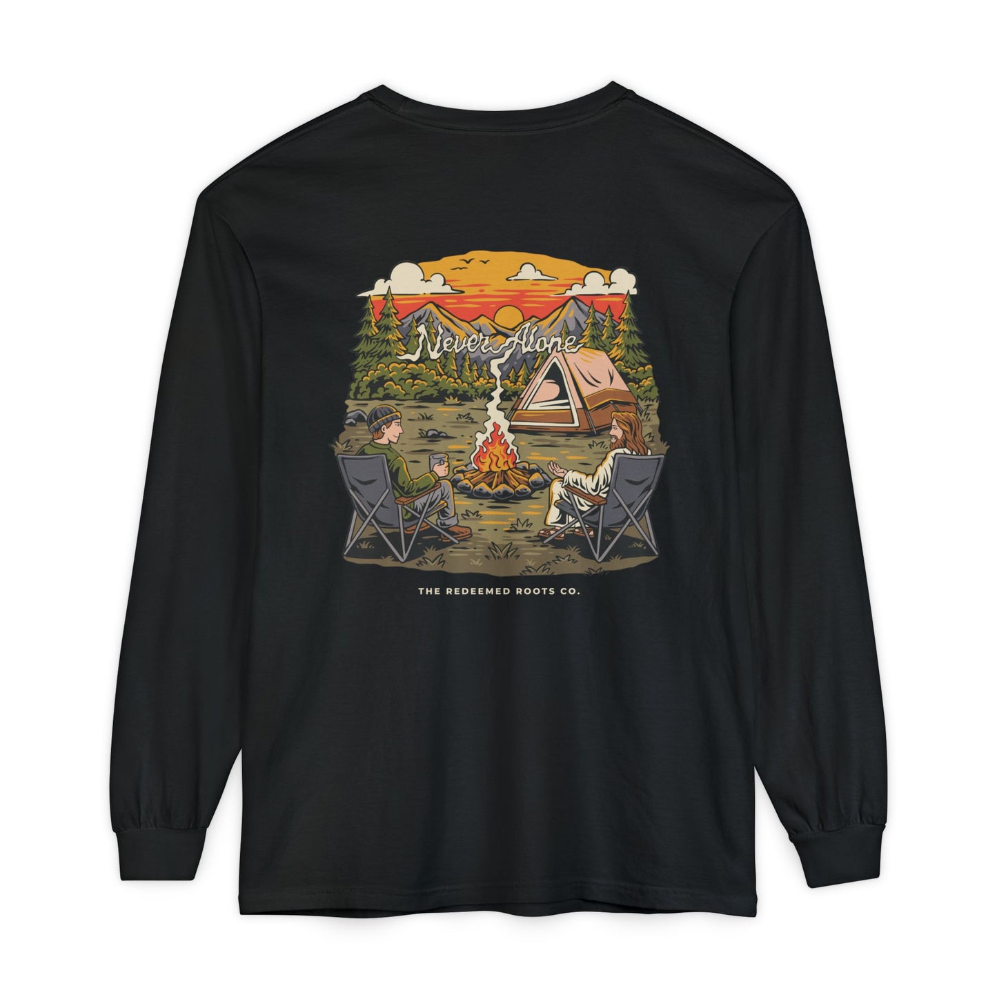 MEN NEVER CAMP ALONE LONG SLEEVE