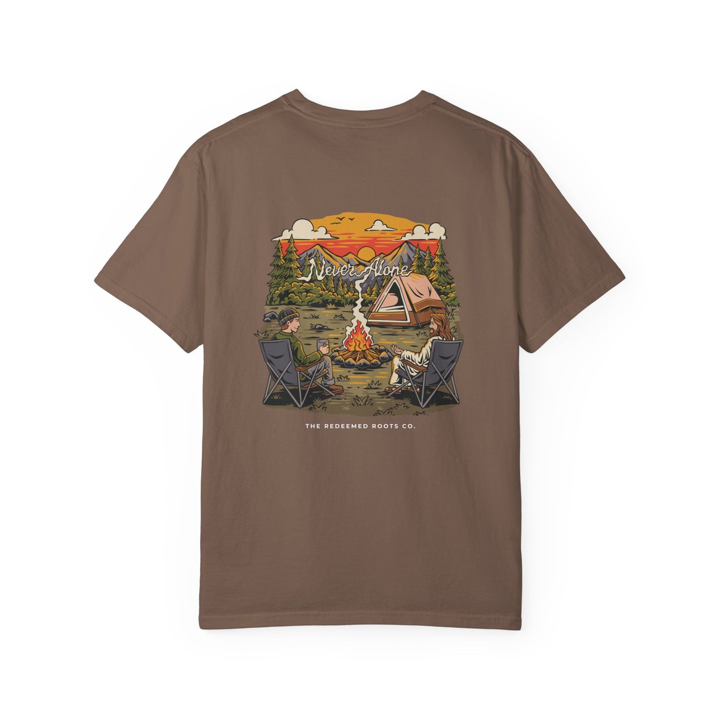 MEN NEVER CAMP ALONE TEE