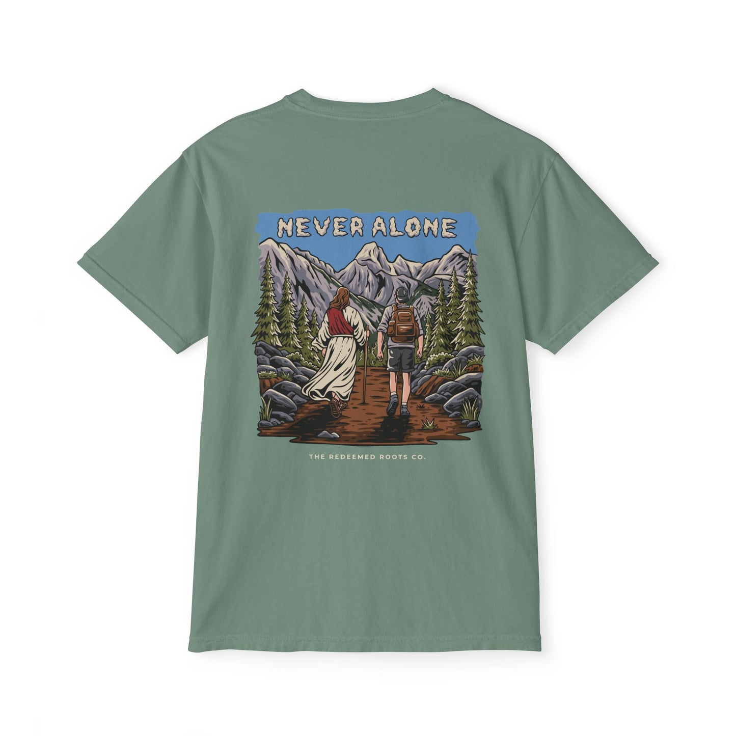 MEN NEVER HIKE ALONE POCKET TEE