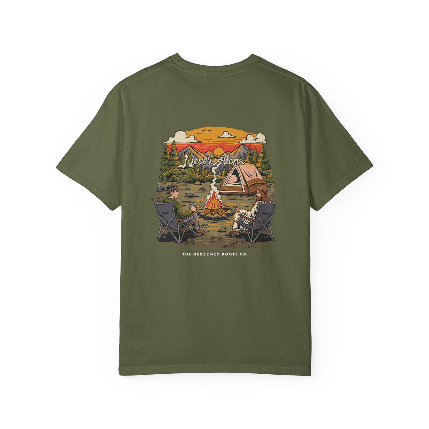 MEN NEVER CAMP ALONE TEE