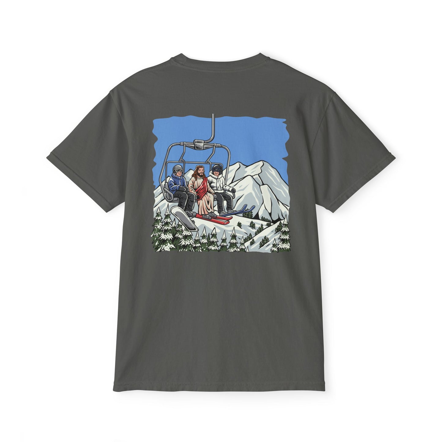 NEVER SKI ALONE POCKET TEE