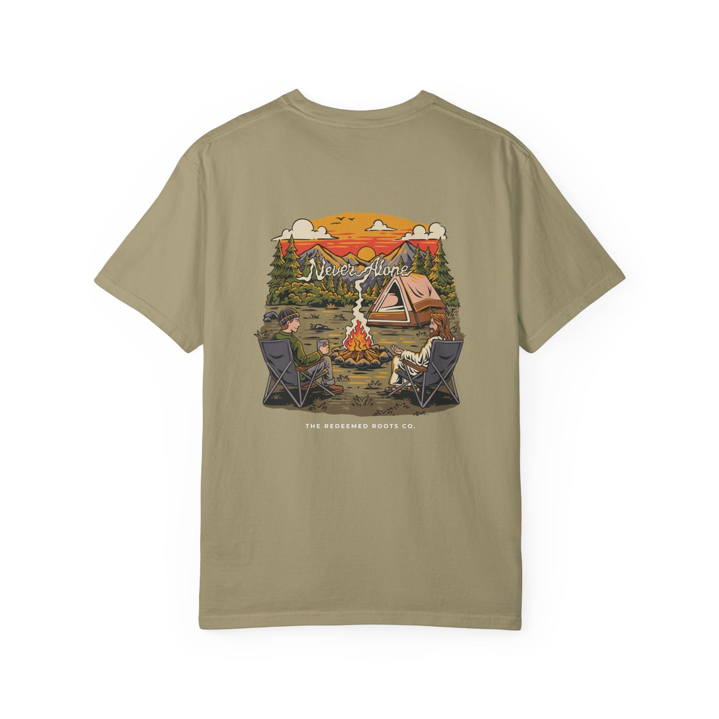 MEN NEVER CAMP ALONE TEE